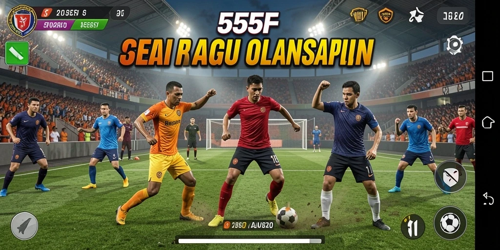 Tangkapan layar 555F menunjukkan aksi pertandingan yang mendebarkan.