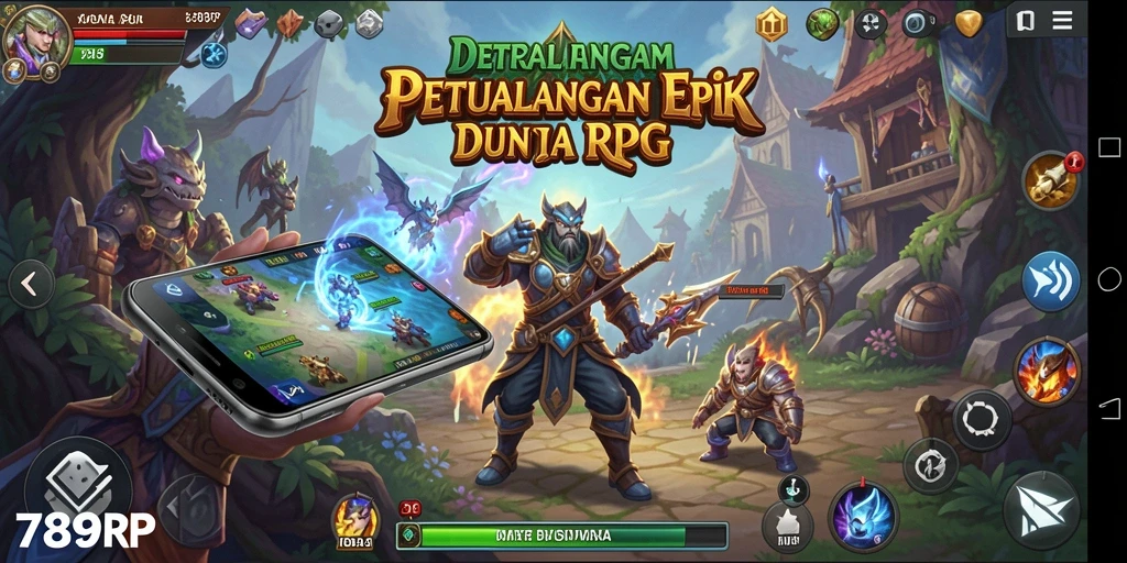 Tangkapan layar 789RP menampilkan aksi pertarungan epik dalam dunia RPG.