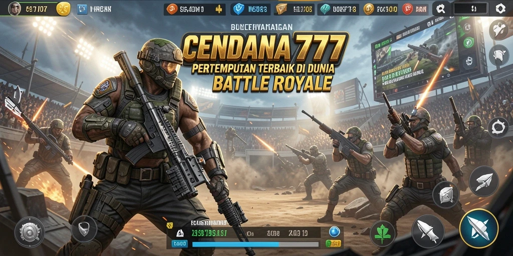 Screenshot CENDANA777 menampilkan gameplay Battle Royale yang seru.