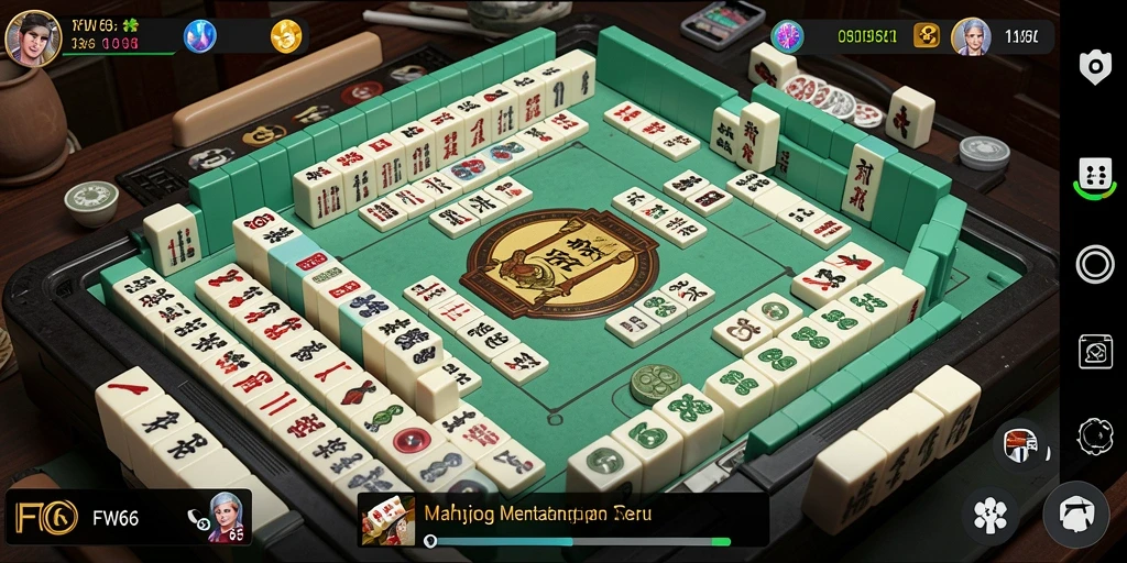 Tampilan utama gameplay Mahjong FW66 dengan tile matching yang seru.