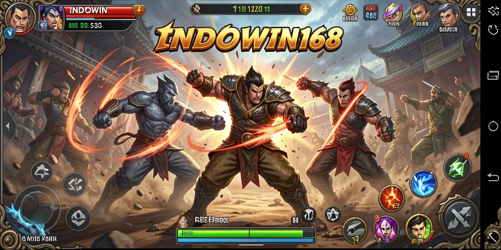 Gambar gameplay pertarungan seru INDOWIN168 dengan karakter beraksi.