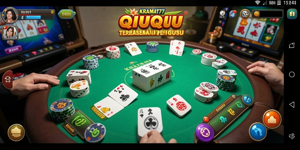 Screenshot gameplay KRAMAT77 menampilkan aksi seru permainan QiuQiu.