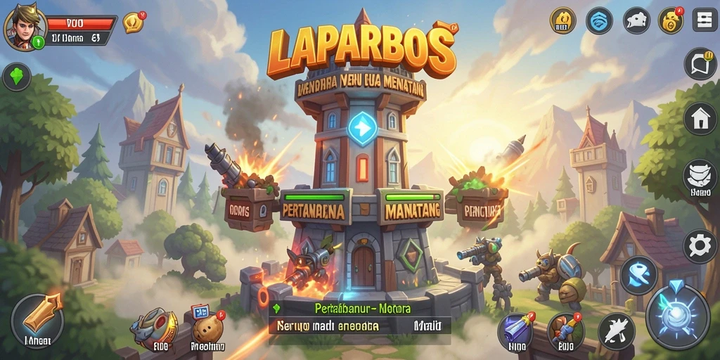 Gameplay menegangkan LAPARBOS dengan menara yang beragam.