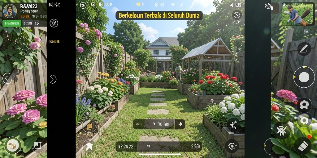 Tangkapan layar utama dari gameplay RAYA22 yang menampilkan aktivitas berkebun.