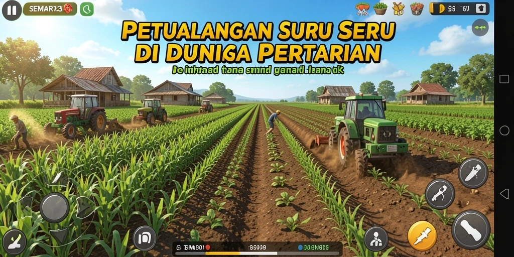 Tampilan gameplay yang menarik dari SEMAR123 dengan suasana pertanian.