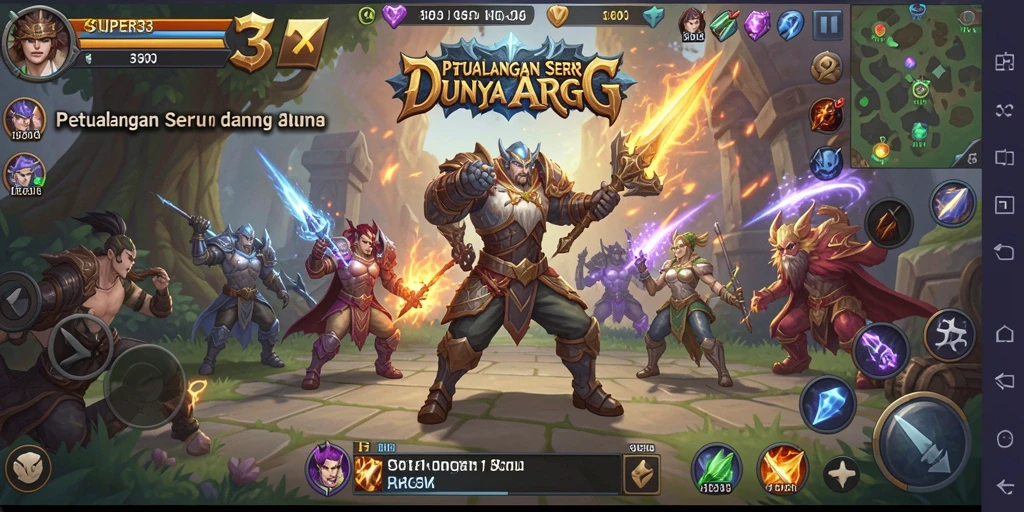 Gameplay SUPER33 yang menampilkan pertarungan seru dan karakter yang dinamis.